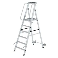 Günzburger Aluminium-Stehleiter Mit Rollen Und Griff 6 Stufen, 51086