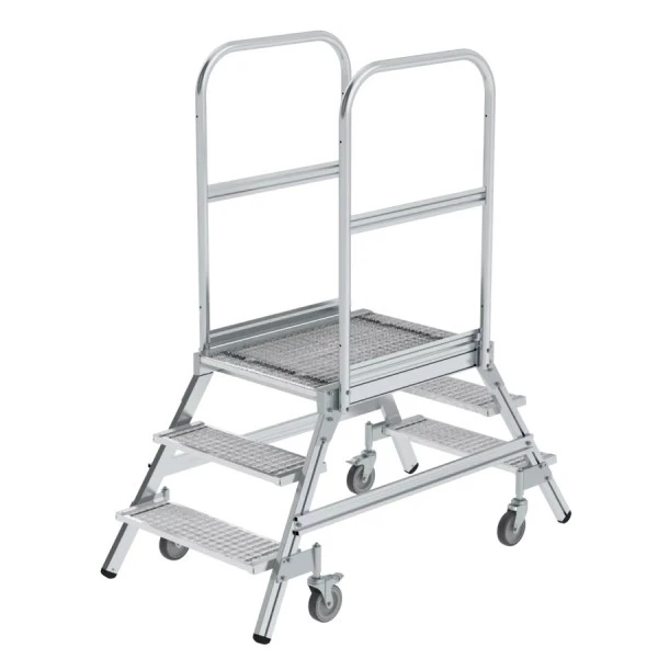 GĂŒnzburger Aluminium-Podestleiter,beidseitig Begehbar, 3 Stufen, 51203