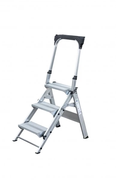 Günzburger Aluminium-Klapp-Treppe, Mit Klappbarem Bügel, 3 Stufen, 53103 - Image 3