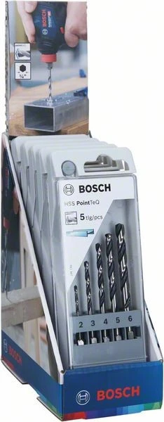 Bosch HSS PointTeQ Sechskantbohrer-Set In Schaukasten, 5-tlg., 2–6 mm 2607002825